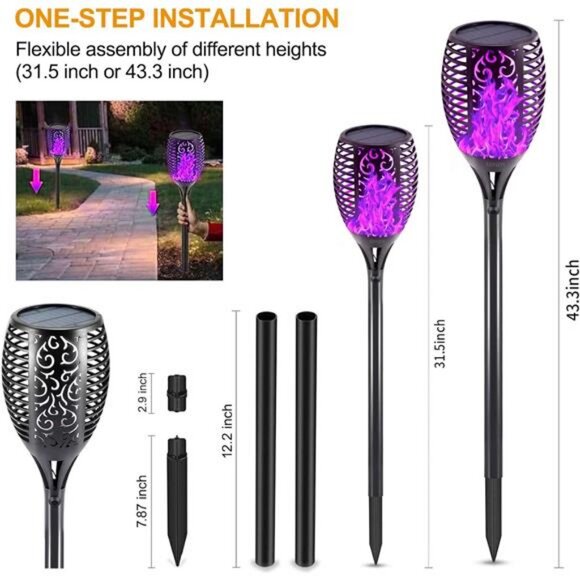 UDIYO Halloween Pumpkin Stake Lights, Solar Lighted 3D LED  Solar Lights Outdoor, 4 Pack Premium 99 LEDs Purple Halloween Decor Solar Lights